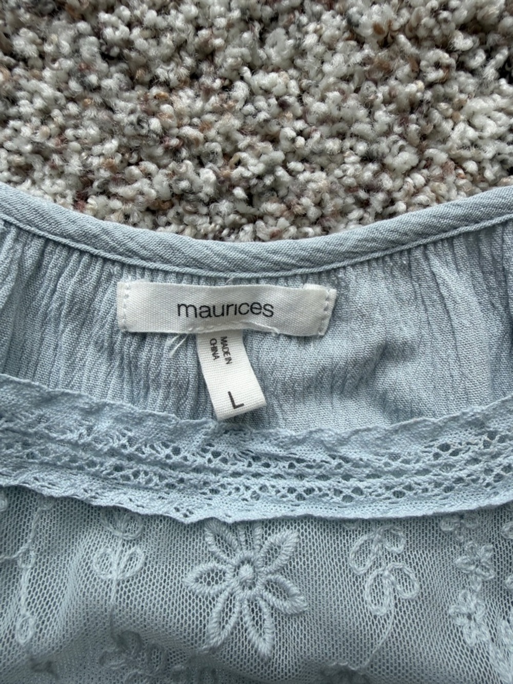 Maurices Light Blue Lace Yoke Women's Tank Top - Picture 2 of 7
